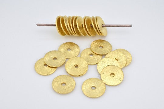 Brushed Gold Copper gold flat disc beads spacers - Brushed Disk heishi –  Bead Boat
