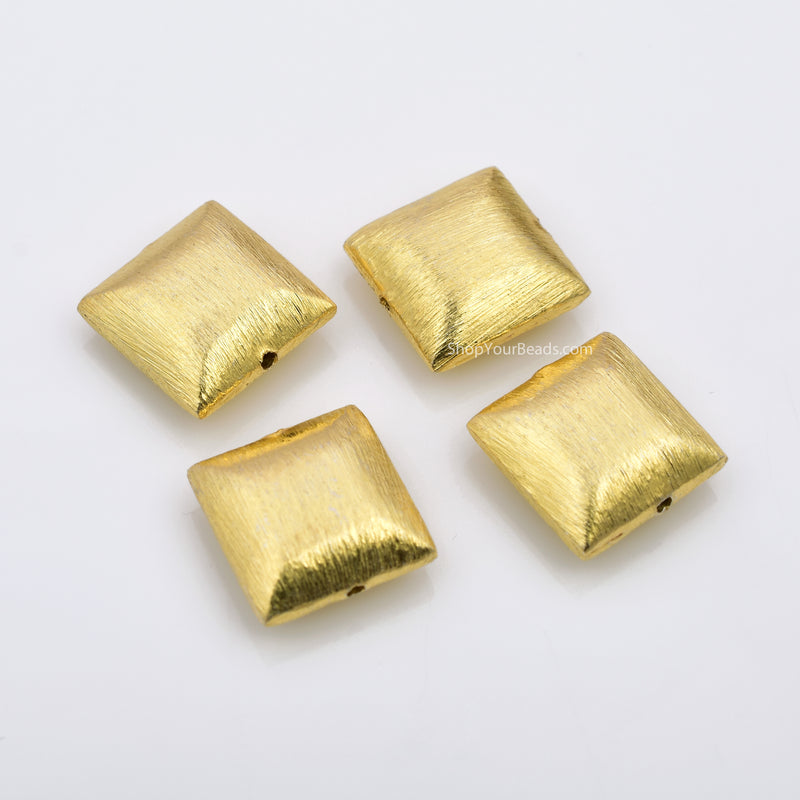Gold Square Cushion Spacer Beads For Jewelry Makings 