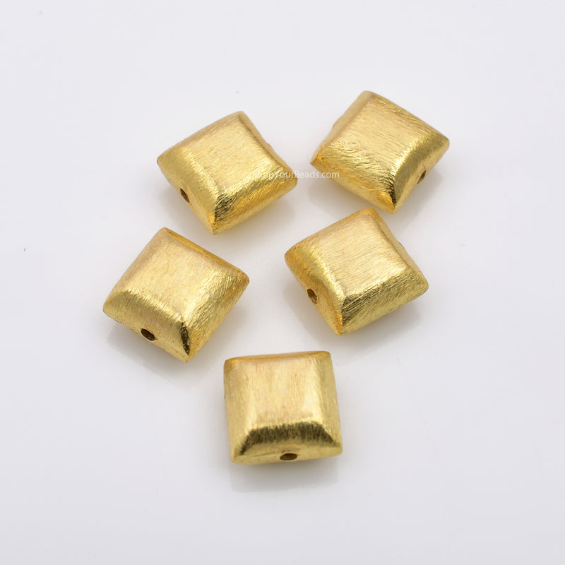Gold Cushion Square Shape Spacer Beads For Jewelry Makings 