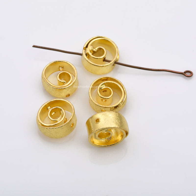Gold Spiral Spacer Beads For Jewelry Makings 