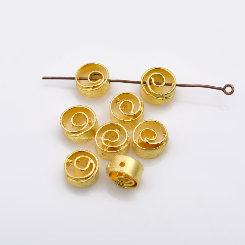 Gold Spiral Beads For Jewelry Makings 