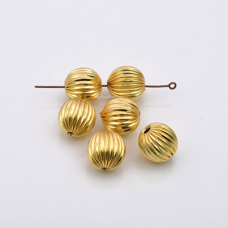 Gold Corrugated Beads For Jewelry Makings 