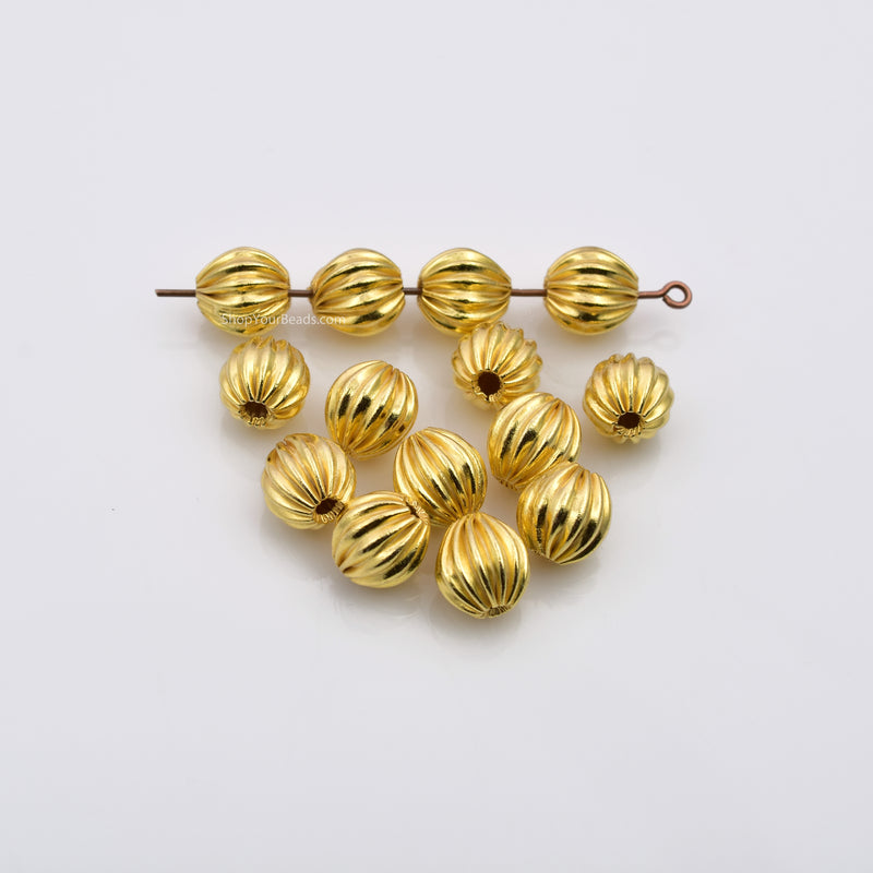 Gold Corrugated Ball Spacers Beads For Jewelry Makings 