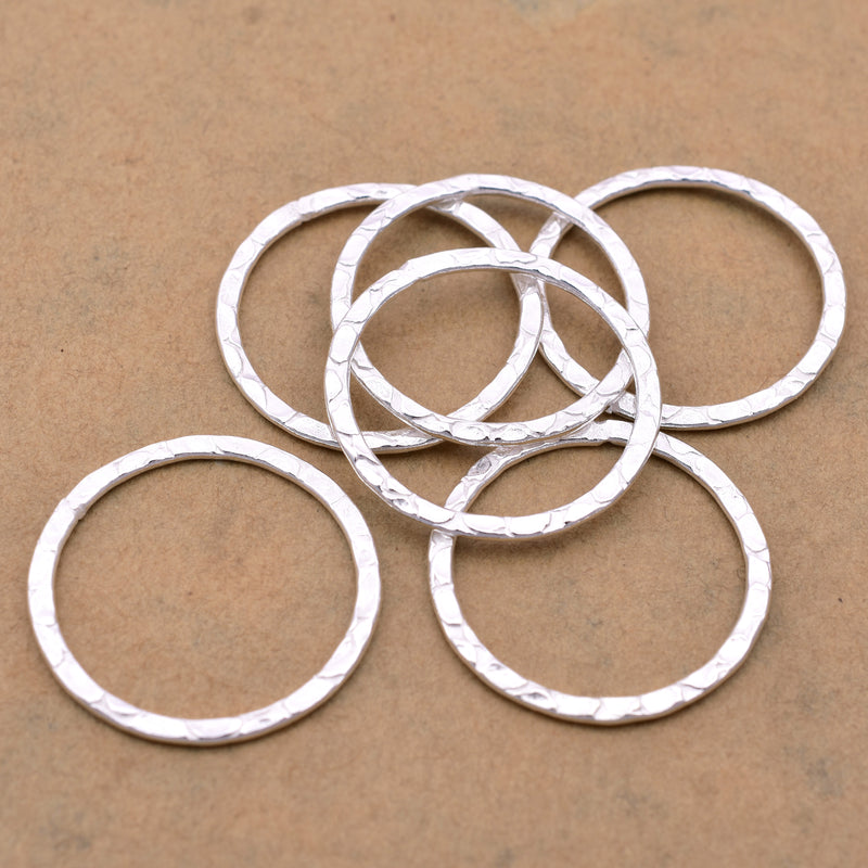 Silver Hammered Washer Circle Connector Rings For Jewelry Makings  