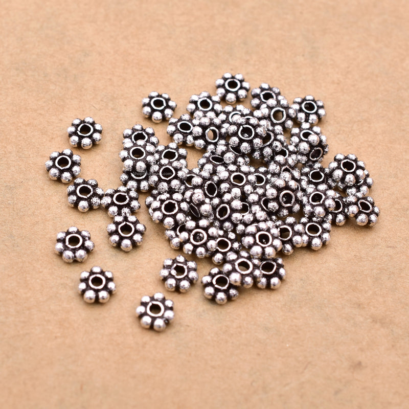 5mm Antique Silver Plated Daisy Heishi Spacer Beads