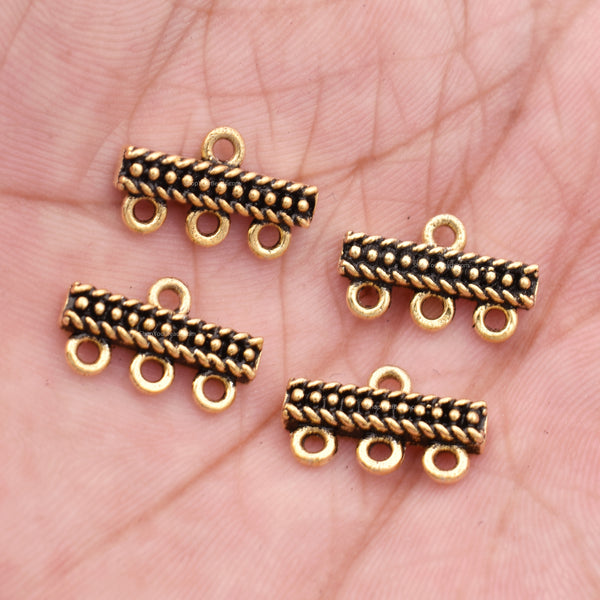 3 to 1 Antique Gold Plated Connector End Bars Multi Strand Reducer