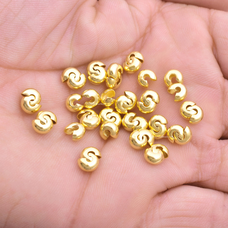 Gold Plated Crimp Cover Components - 6mm