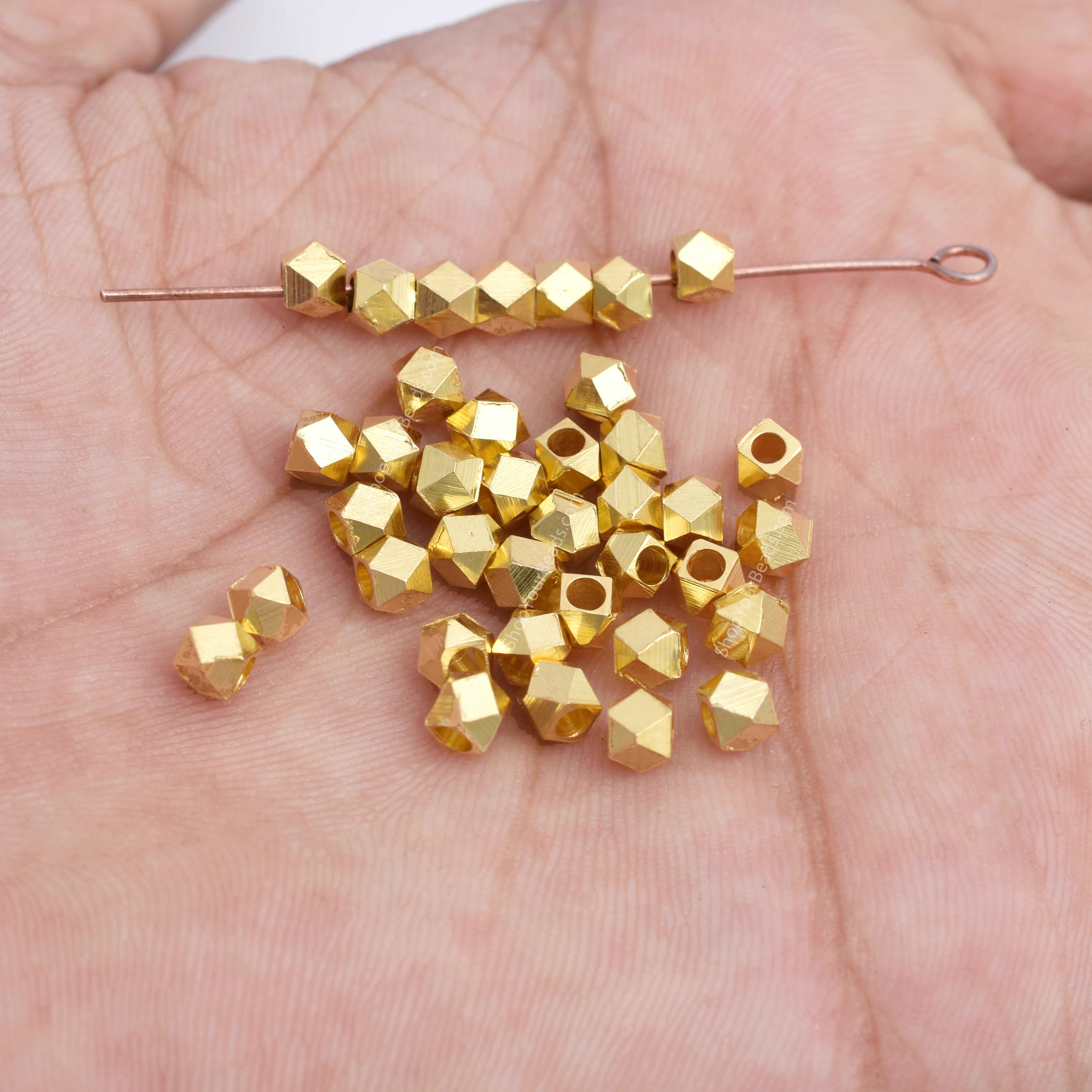 Muti-size Gold Plated Round Seed Spacer Loose Beads Crimp Beads For Jewelry  Making DIY Findings