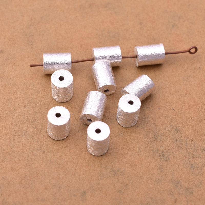 Silver Barrel Cylinder Drum Beads Spacers For Jewelry Makings 