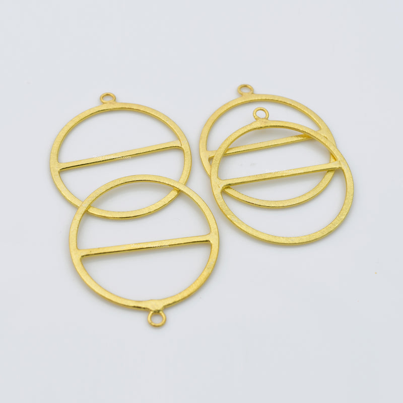 Gold Circle Connector Charms Earring Components For Jewelry Makings 