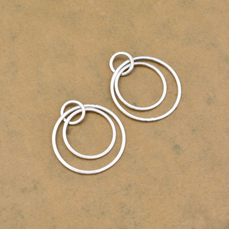 Silver Plated Circle Earring Connector Charms