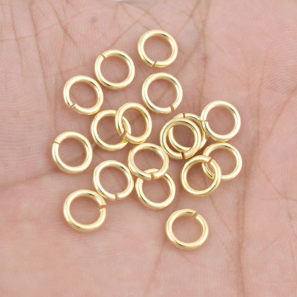 8mm Gold Plated 15 AWG Saw Cut Open Jump Rings