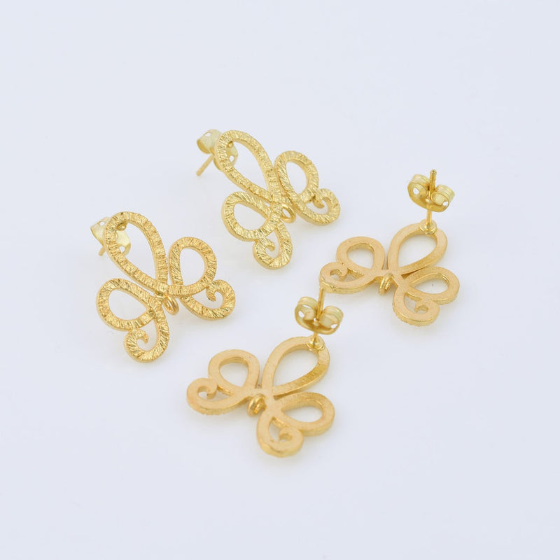 24mm Gold Plated Celtic Knot Earring Connector Studs - 2pcs