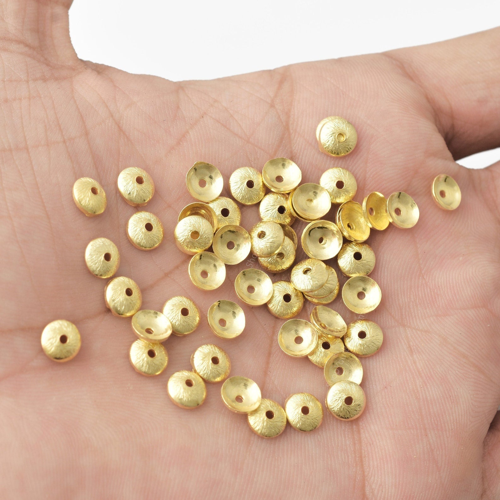 10pcs Gold Flower Bead Caps Real Gold Plated Brass Peg for 