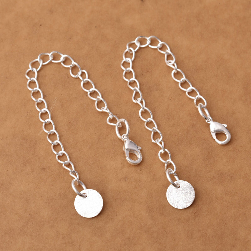 6pcs - 4'' Silver Plated Circle Charm Chain Extender