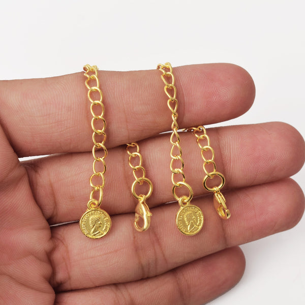 5pcs - 4'' Gold Plated Circle Charm Chain Extender
