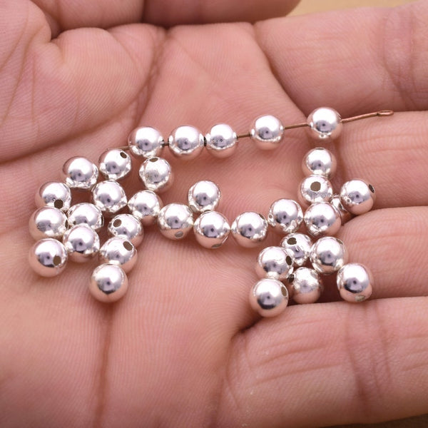6mm Silver Plated Round Ball Spacer Beads