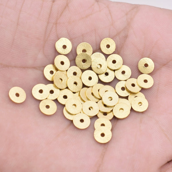 Gold Plated Heishi Flat Disc Spacer Beads - 6mm