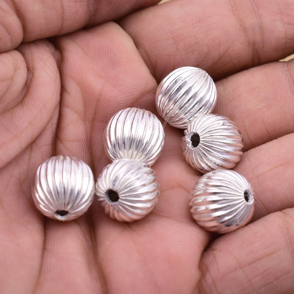 Silver Plated 12mm Corrugated Ball Spacer Beads