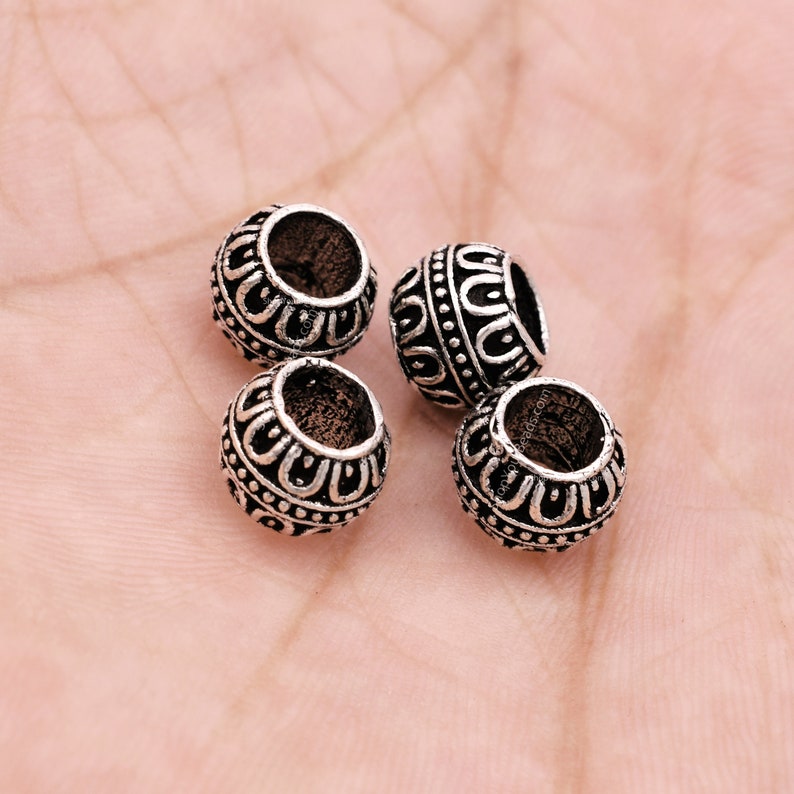 Antique Silver Plated Bali Barrel Beads - 6x9mm