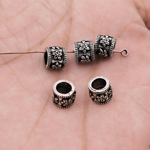 6mm Silver Plated Flower Spacer Bali Beads