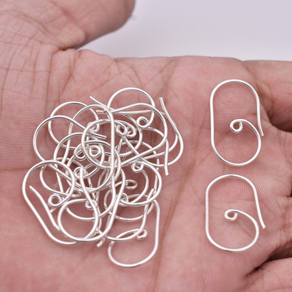 Silver Plated Handmade Ear Wire Hooks - 24mm