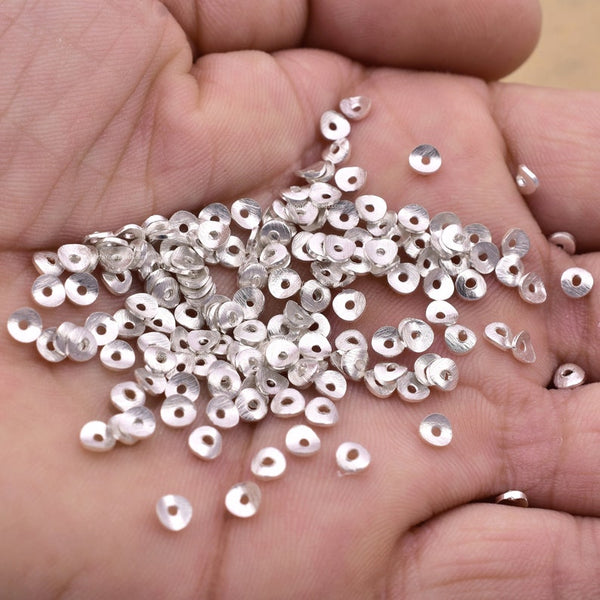 Silver Plated Wavy Disc Spacer Beads - 4mm