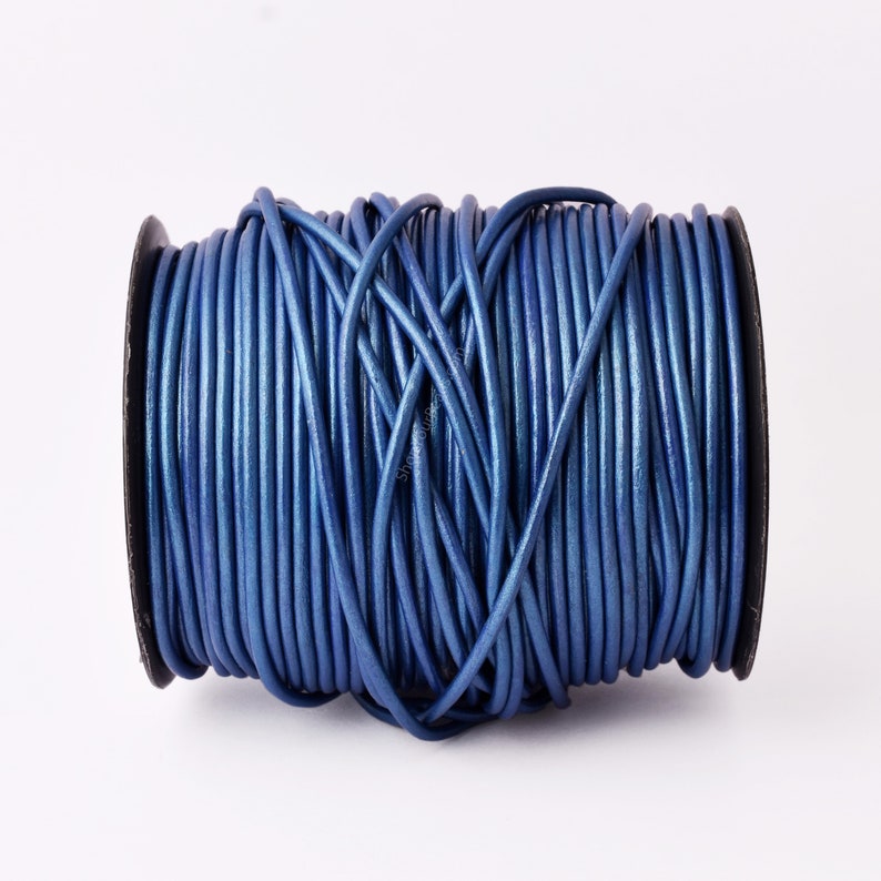 3mm Metallic Blue Leather Cord - Round - Premium Quality - Indian Leather - Wrap Bracelet Making Findings - Lead Free - Necklace Making