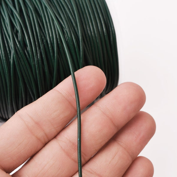 1.5mm Leather Cord - Emerald Green Color - Round
