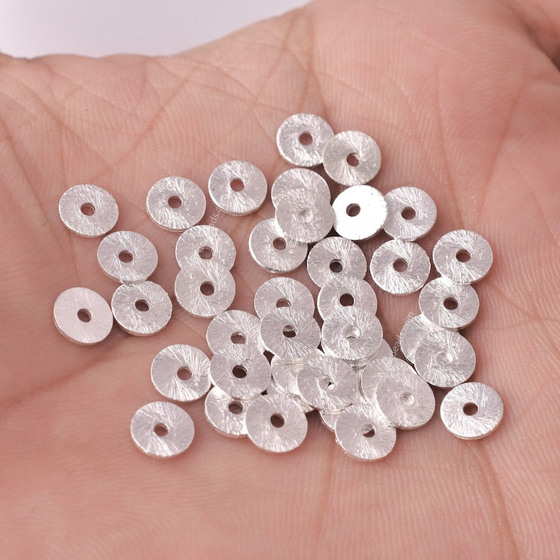 Silver Plated Heishi Flat Disc Spacer Beads - 6mm
