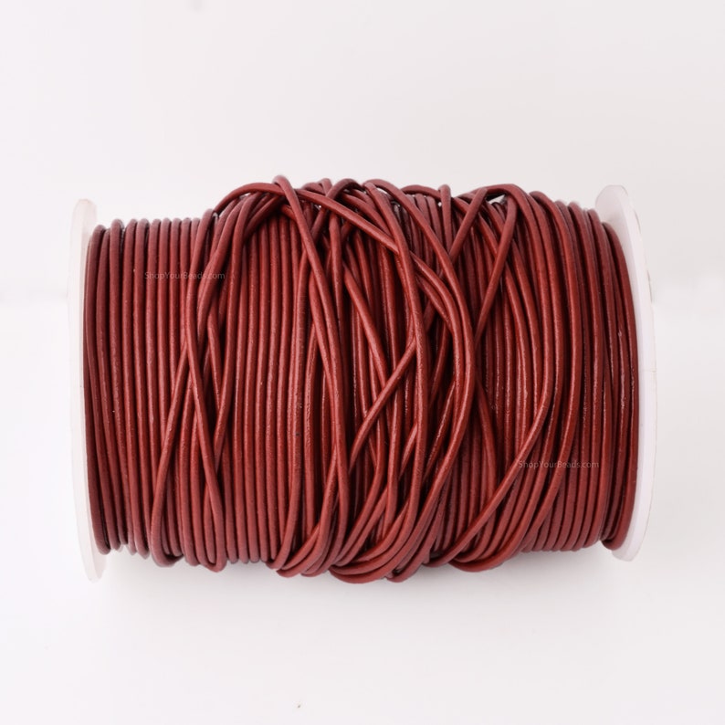 2mm Leather Cord - Dark Red Color - Round - Indian Leather - Wrap Bracelet Making Findings