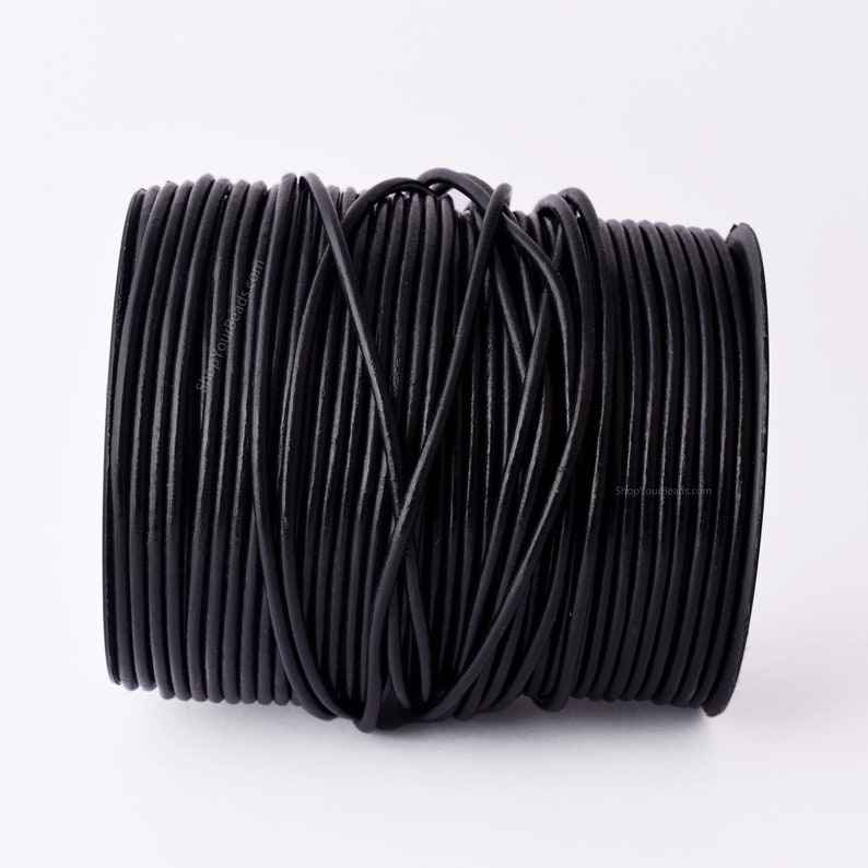 3mm Natural Black Leather Cord - Round - Premium Quality - Indian Leather - Wrap Bracelet Making Findings - Lead Free - Necklace Making