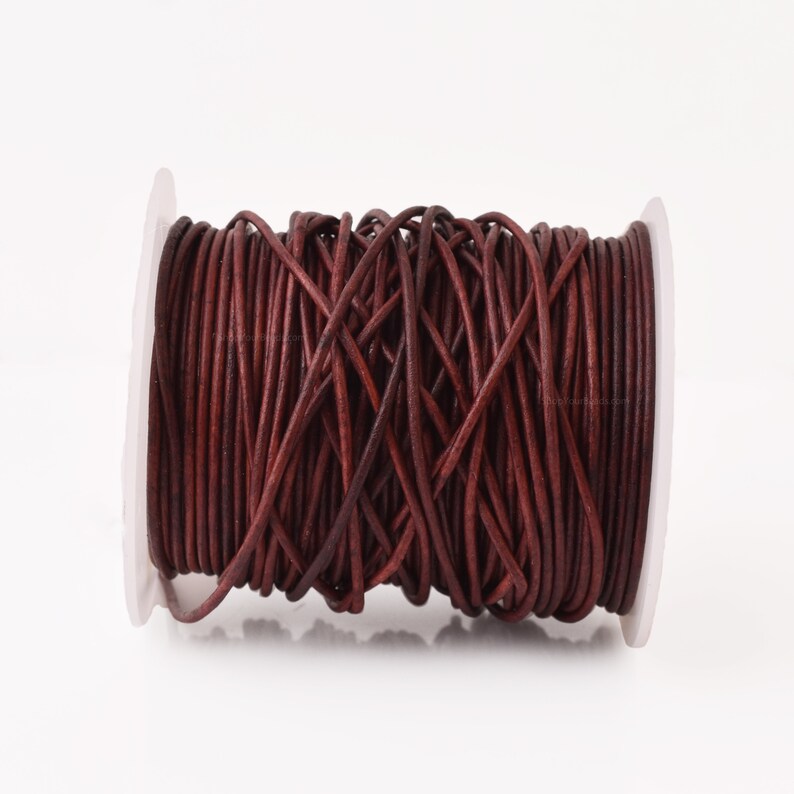 1.5mm Leather Cord - Red Wine Color - Round