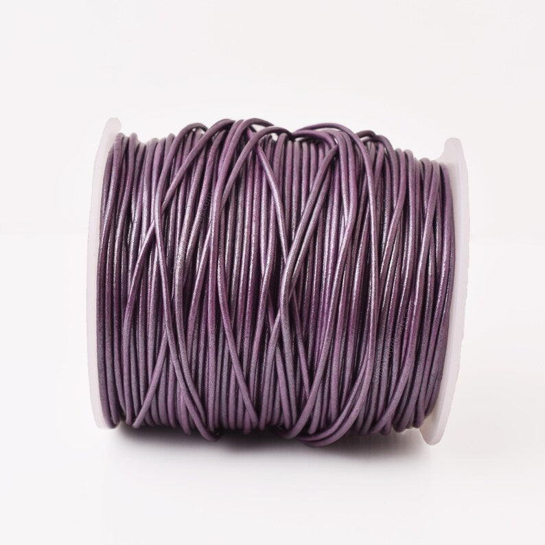 1.5mm Metallic Purple Leather Cord - Round