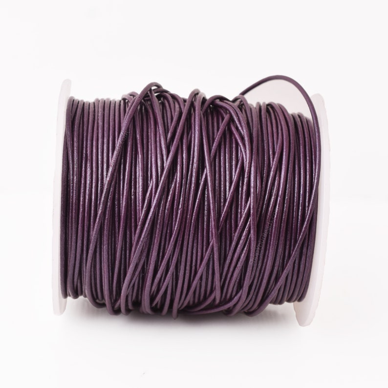 1.5mm Berry Metallic Purple Leather Cord  Round