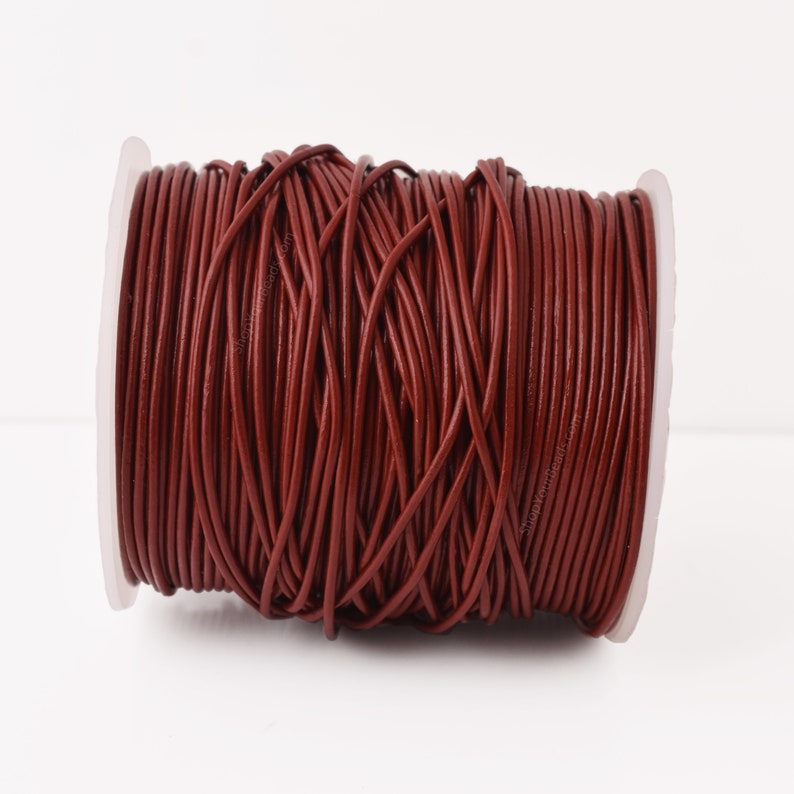 1.5mm Leather Cord - Dark Red Color - Round