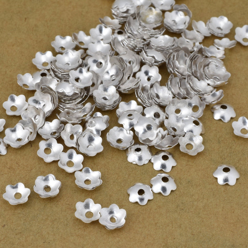 Silver Flower Bead Caps For Jewelry Makings