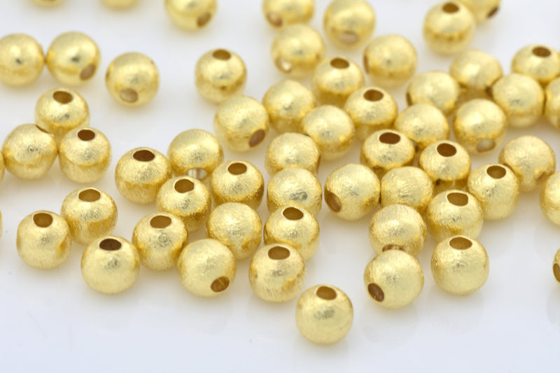 Gold Round Brushed Ball Beads For Jewelry Makings 