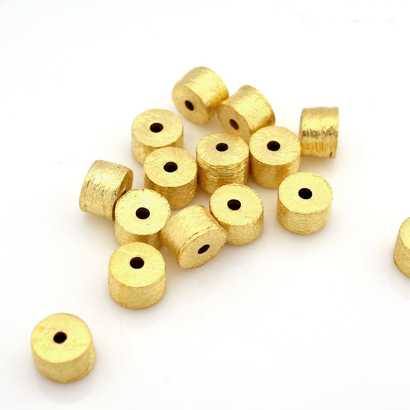 Gold Brushed Barrel Drum Cylinder Beads For Jewelry Makings