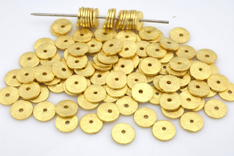 Gold Brushed Flat Spacers Heishi Disc Beads 