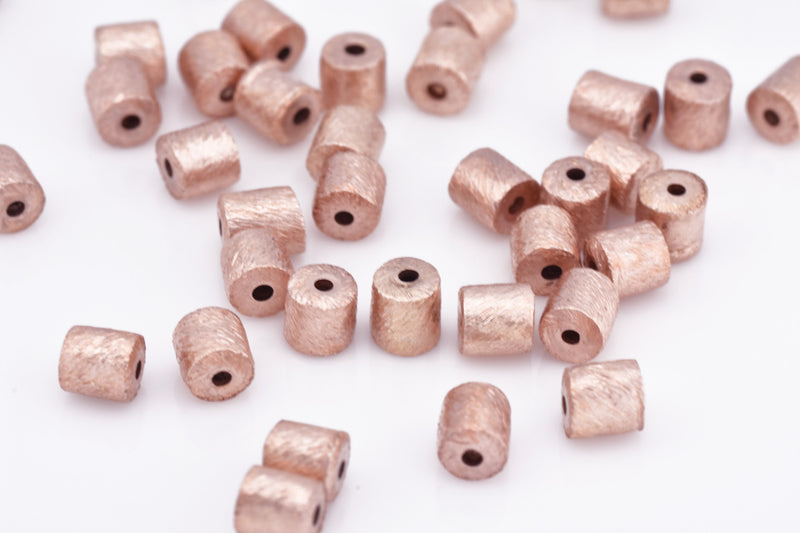 Rose Gold Brushed Barrel Cylinder Beads Spacers For Jewelry Makings