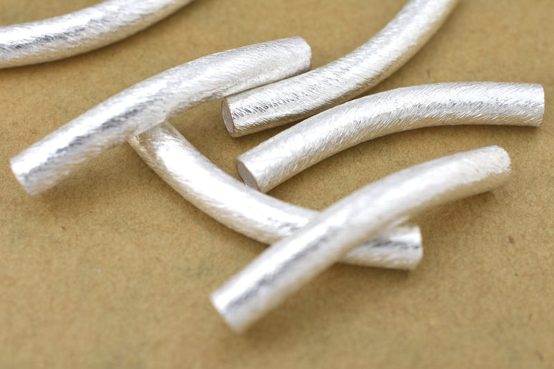 Silver Curved Tube Pipe Beads For Jewelry Makings 