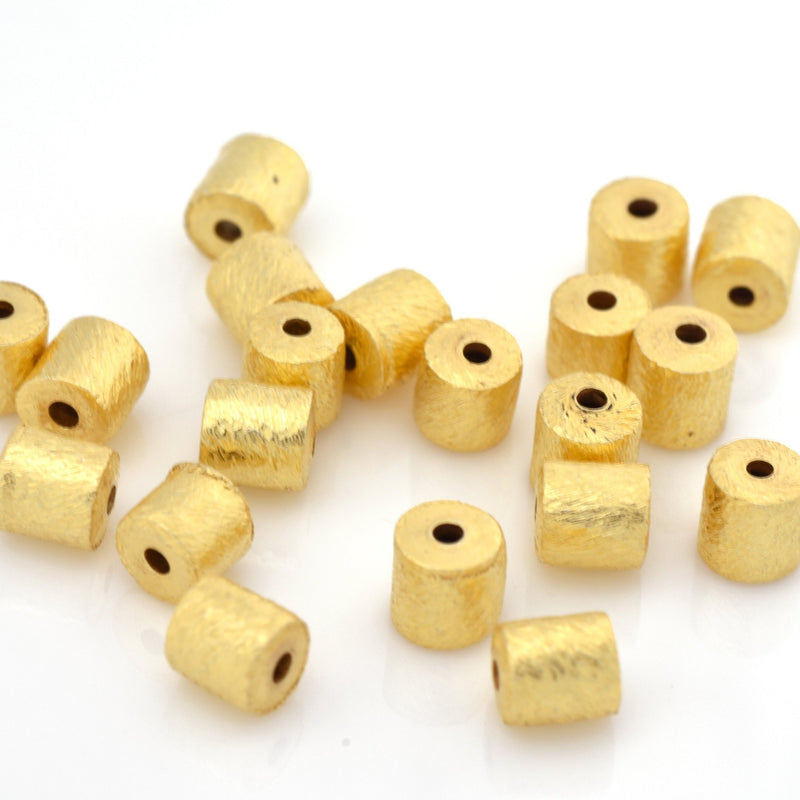 Gold Brushed Barrel Beads For Jewelry Makings