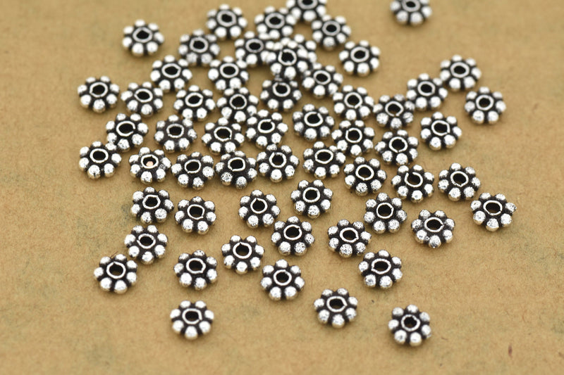 5mm Antique Silver Plated Daisy Heishi Spacer Beads