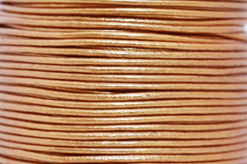 1mm Metallic Copper Leather Cord - Round - Premium Quality - Indian Leather - Wrap Bracelet Making Findings - Lead Free - Necklace Making