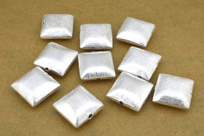 Silver Plated 10mm Square Cushion Spacer Beads