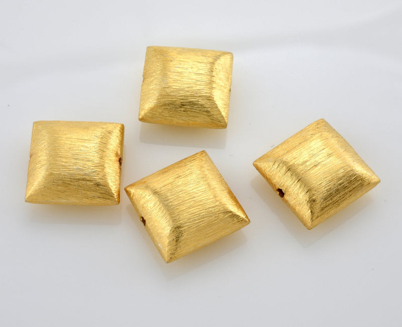 Gold Plated 14mm Square Cushion Spacer Beads