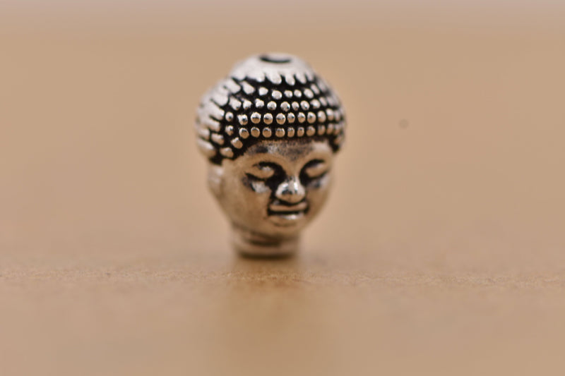 Antique Silver Buddha Face Spacer Beads - 10mm