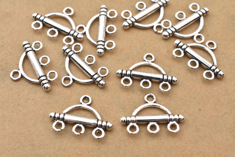 Silver 3 Strand Connector Links For Jewelry Makings
