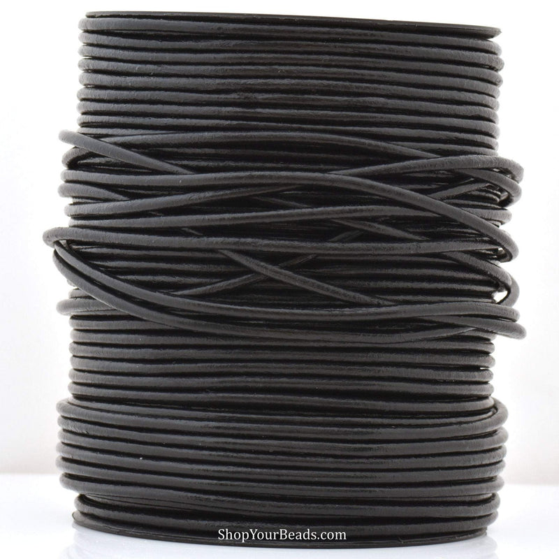 Natural Black Leather Cord Round For DIY Jewelry 